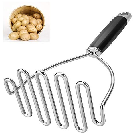 Kartoffelstampfer, groß, robust, Edelstahl, Kartoffelstampfer, Küchenwerkzeug, professioneller Metalldraht-Zerkleinerer für Bohnen, Avocado, Gemüse, 26 cm (Silber)