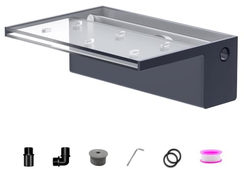 LONGRUNNEW Teich Wasserfallklingen Set, 30 cm Acryl Poolfontäne mit Zubehör, Breite 20 cm Auslauf Wasserspiel Wasserfallkaskade für Garten Patio Teichdekoration