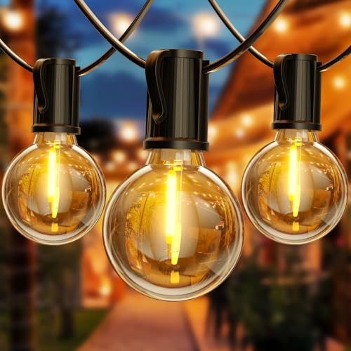 Lichterkette Außen Strom - LED Outdoor Lichterkette Glühbirnen Außen Innen Strom mit Stecker, 8,8M 28,9Ft 12+1 Warmweiße IP54 G40 Glühbirnen Plastik für Balkon Party Camping Garten Hochzeit Terrasse