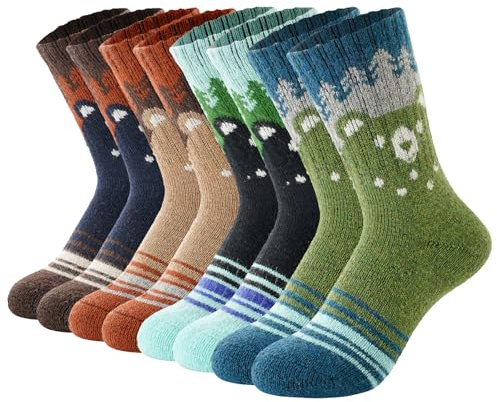 BONANGEL Merino Wollsocken Kinder Thermosocken Wolle (4 Paar) Warme Winter Sportsocken Skisocken Geschenke Socken Kinder für Jungen Mädchen Wandersocken