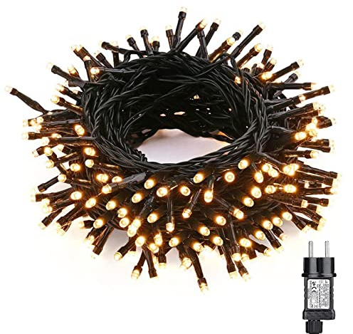 NEXVIN LED Lichterkette Weihnachtsbeleuchtung, 20M 200 LED Lichterkette Weihnachtsbaum Warmweiß Wasserdicht Erweiterbar mit 12 Modi & Timer für Weihnachten Innen Außen Deko