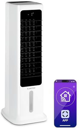 Klarstein Luftkühler mit Wasserkühlung, 4-in-1 Verdunstungskühler, Luftreiniger, Luftbefeuchter & Ventilator, Mobile Klimageräte Luftkühler 6L, 60W Air Cooler mit App-Control, 450m³/h Luftstrom