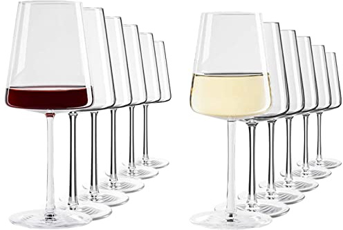 Stölzle Lausitz Power 12er Set - 6 x Weißweinkelch + 6 x Rotweinkelch - spülmaschinenfest, bleifreies Kristallglas, hochwertige Qualität, elegant.