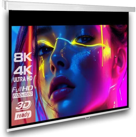 SlenderLine Professional Rolloleinwand 160 x 160 cm| 89 Zoll | 1:1 Bildformat | GEHÄUSEBEREITE: 172 cm| Universal Beamer Projektionsleinwand für Heimkino & Präsentation | Decken- und Wandmontage