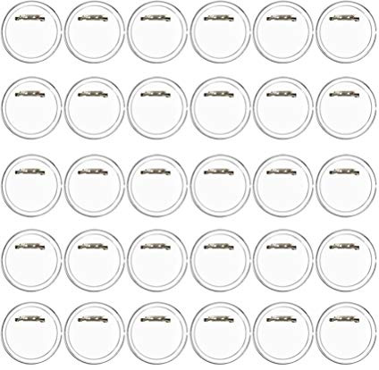FOROREH 30er Buttons Selber Machen ohne Buttonmaschine Transparente DIY Ansteckbuttons Set Ø 60mm x 40mm Buttons mit Anstecknadel für Foto Bild Kleidung