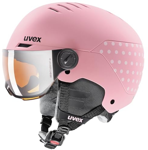 uvex Rocket jr Visor - robuster, optimal belüfteter Skihelm mit beschlagfreiem Visier für Kinder - pink Confetti matt - 54-58 cm