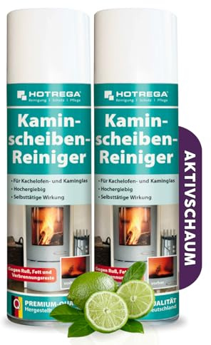 HOTREGA Kaminscheibenreiniger 2x 300ml | Selbsttägiger Kaminglasreiniger | Löst Ruß, Rauchharz & Fett selbsttätig und rückstandsfrei