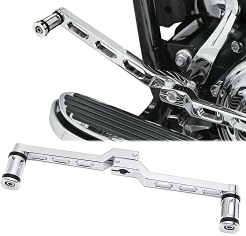 Dreamseek Motorrad Schalthebel + Schaltrasten für Harley FL Softail/Touring Electra Glide Road King Road Glide FLHX Street Glide/Tri Glide Trikes Fersenzeh Schaltgestänge Pedale Trimm (Chrom)