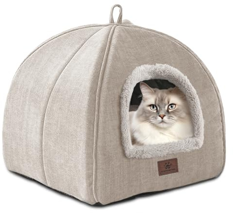 Katzenbett für Indoor-Katzen - Katzenhöhlenbetten Katzenhaus Katzenzelt mit abnehmbarem waschbarem Polsterkissen, weichen Kätzchenbetten, Katzenbetten & Möbel, für kleine und mittlere Haustierbetten