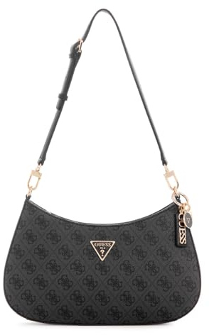 GUESS Noelle II Top Zipper Shoulder Bag Coal Logo
