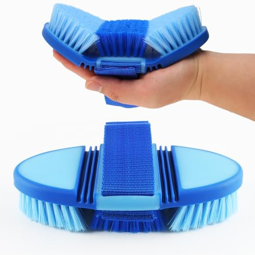 Kardätsche Pferdebürste, Hillylolly Wurzelbürste Pferd Lange Borsten, Pferdebürste Weich, Magic Brush Pferd, Reinigungsbürste, Wurzelkardätsche für Kinder und Pferdefreunde (Blau)