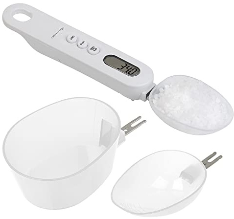 Rosenstein & Söhne Löffelwaage: Digitale Löffel-Waage, LCD-Display, bis 500 g, 3 Aufsätze, 25/50/150ml (Wiegelöffel, Reisewaagen, Küchenhelfer)