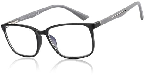 ZENOTTIC Blaulichtfilter Brille , Lesebrille Herren Eckige Rahmen-Leser Anti-Glanz Sport Computerbrille Schwarz 1x