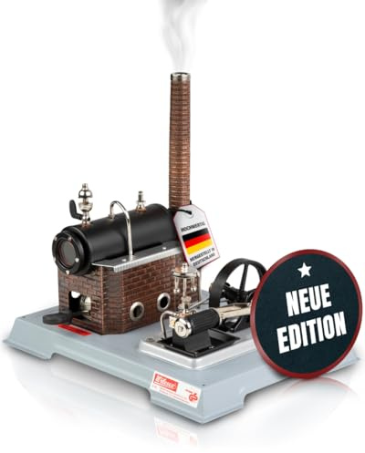 Wilesco D10 Dampfmaschine - Robuster Messingkessel 155 cm³, doppeltwirkender Zylinder, Zentrifugalregulator, Echt dampfender Schornstein, ideal für Sammler und Technikliebhaber