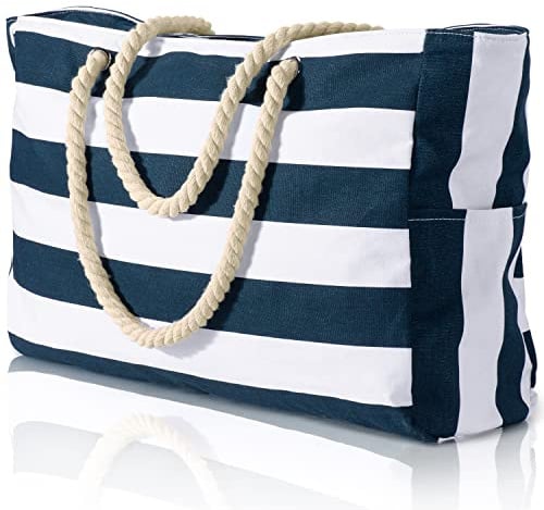 Strandtasche, Badetasche Wasserdicht Strandtasche Groß mit Reißverschluss Schwimmbad Tasche, Grosse Strandtasche XXL Familie Einkaufstasche Faltbar Umhängetasche Tragetasche Shopping Bag Reisetasche