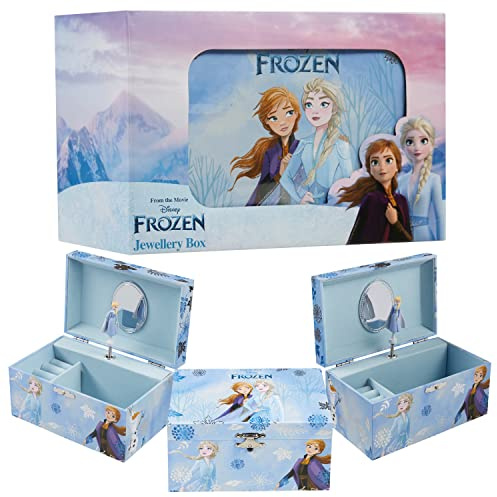 Disney Stitch Schmuckkästchen Mädchen, Musikbox für Ringe Ohrringe Halskette mit Mini Spiegel, Geschenke für Kinder und Teens (Blau Frozen)