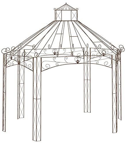 Tidyard Gartenpavillon Rankgitter Rosenbogen Pavillon Metallpavillon Rosenpavillon Gartenbogen Gartenzelt Partyzelt Pergola Antik-Braun 400x258x378 cm Eisen