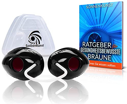 Sonnenkunst® Premium Solarium Schutzbrille - Verbessertes Konzept [2026] - inkl. E-Book und Aufbewahrungsbox - UV Schutzbrille für Sonnenbaden EN170