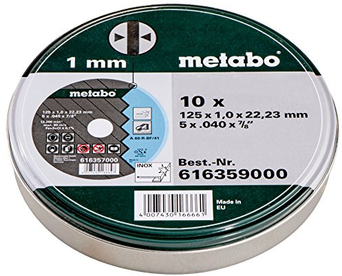 metabo Trennscheiben 125 x 1.0 x 22.23 mm Inox, Flexscheiben, 10 Stück | Dünne Edelstahltrennscheiben TF 41 für Metallbearbeitung, hohe Standzeit, eisenfrei, für Winkelschleifer, 10er Pack