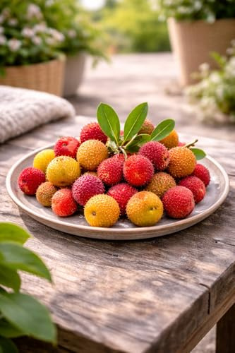 3× Erdbeerbaum Arbutus unedo ca. 30 cm – winterblühender Erdbeerstrauch – mediterranes, immergrünes Ziergehölz für Garten, Terrasse & Kübel