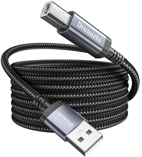 Extra lange USB 2.0 Drucker Kabel 5M, USB Typ A anf Typ B Scanner Kabel, kompatibel mit HP, Canon, Dell, Epson, Lexmark, Audio Interface, Midi Keyboard und mehr