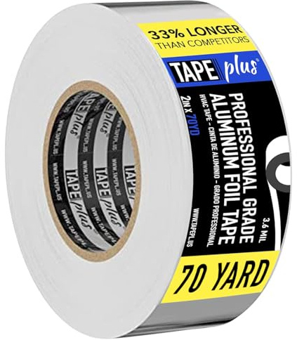 TapePlus Professionelles Aluminium Klebeband - Aluklebeband Hitzebeständig 50 mm x 64 Meter - Alu Tape für HLK zum Abdichten & Ausbessern Heißer und Kalter Lüftungskanäle - Metallreparaturen