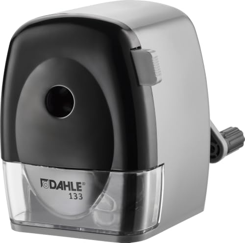 Dahle 133 Manuelle Spitzmaschine grau/schwarz | Anspitzer für Stiftdurchmesser bis 11,5 mm, Stahlfräser, automatischer Spitz-Stopp, Tischzwinge (bis 4,2 cm Tischbreite)