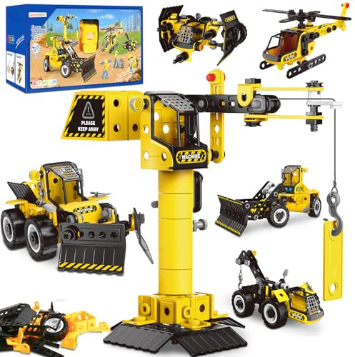 HOMETTER Konstruktionsspielzeug für 5 6 7 8+ Jahre alte Jungen Geschenk, 6 in 1 Engineering Spielzeug, STEM-Lernspielzeug Bildungsbaukasten