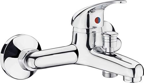 CORNAT Badewannenarmatur "Piccolo" – Verchromter Messingkörper – Wasserhahn Bad zur Wandmontage – 1/2 Zoll Brauseabgang