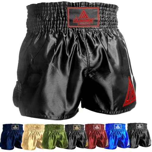 Dynamix Athletics Muay Thai Shorts Origin - Traditionelle Klassische Thaibox Hose für Herren mit breitem Bund für Muay Thai Boxen (as3, Alpha, m, Regular, Regular, Khaki)