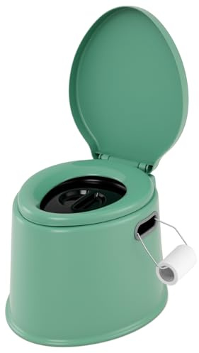 GOPLUS 5L Campingtoilette, Mobile Toilette, Campingklo mit Toilettenpapierhalter, Camping Toilette, Komposttoilette mit Sitz und Deckel, Reisetoilette mit abnehmbare Eimer, für Reise Camping (Grün)