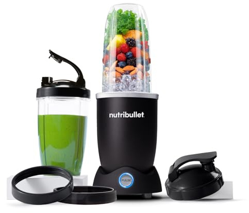 Nutribullet Pro 1200, Elektrischer Mixer, Zerkleinerer, Smoothie Mixer, Multifunktionsmixer, 1200w Leistung, 700ml und 900ml Gläser, schwarz, NB120MB