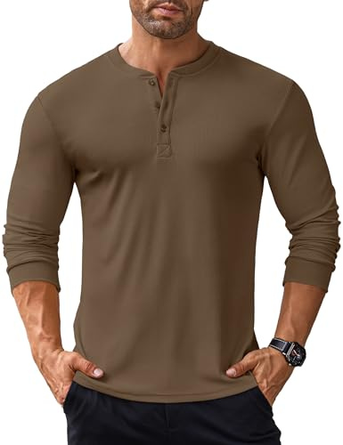 COOFANDY Langarmshirts für Herren Henley Shirt Langarm Shirts | Longsleeve Tshirt mit Knopfleiste, Henleyshirt, Henley Tshirt Langarm Shirts, Gerippt Henley Pullover