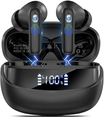 Bluetooth Kopfhörer, Kopfhörer Kabellos Bluetooth 5.4, 50 Std Spielzeit In Ear Kopfhörer HiFi Stereo mit ENC Noise Cancelling Mics, Ohrhörer mit LED-Anzeige, IP7 Wasserdicht Kabellose Kopfhörer