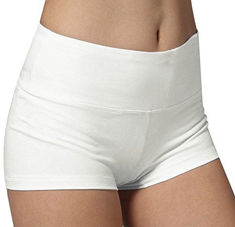 iloveSIA Damen Badeshorts Baumwolle Short Damen Running Shorts Capri Yoga weiß,M