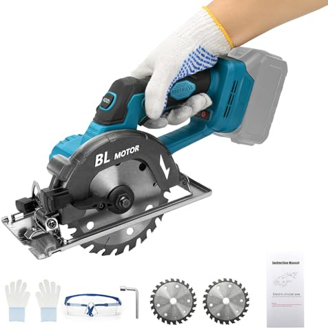 5,5 Zoll Akku Handkreissäge Kompatibel mit Makita 18V Batterie(Ohne Akku), Bürstenlose Motor, Sägeblatt Ø 140mm, 6000RPM, Schnitttiefe 51mm, 0-45°, mit Digitalanzeige, für Holz Kunststoff Weichmetall