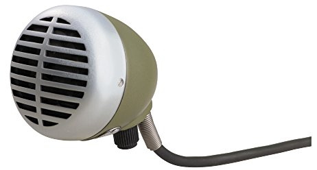 Shure 520DX Green Bullet Dynamisches Mikrofon für Blues-Harmonica-Player, Omnidirectional-Aufnahmemuster, Lautstärkeregler, angebrachtes Kabel mit 1/4-Zoll