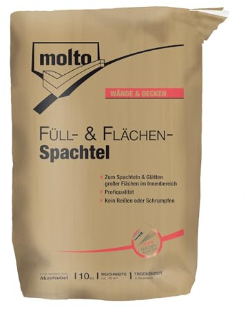 Molto Füll- und Flächenspachtel, Innen-Spachtelpulver zum Spachteln und Glätten von großen Flächen, Weiß, 5 kg