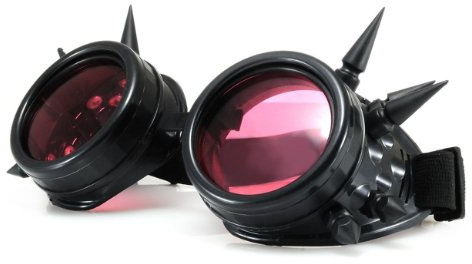 WELDING CYBER GOGGLES Schutzbrille Schweißen Goth cosplay STEAMPUNK COSPLAY GOTH ANTIQUE VICTORIAN WITH SPIKES Includes FREE set Lense Shades UV400 Protection Morefaz(TM) (Schwarz Spikes)