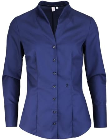 Seidensticker Damen Women Slim Longsleeve Cotton Bluse, Dunkelblau, 38 EU