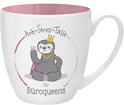 GRUSS & CO Anti-Stress-Tasse Motiv "Büroqueen" | Tasse mit Spruch, 45 cl, New Bone China | Geschenk Kollegin | 45488