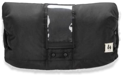 hauck Handwärmer für Kinderwagen Buggy Fahrradanhänger, Handmuff mit Touchscreen Handy Tasche, Warmes Teddy Fleece, Wasserabweisend, Einfache Befestigung am Schiebegriff (Schwarz)
