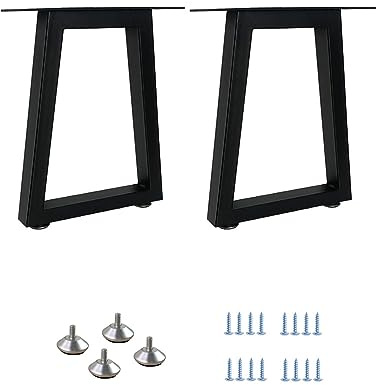 QLLY Trapez Metall Tischbeine, Home Office Schreibtischbeine, Möbel Bein Set, Satz von 2 (40CM, Schwarz)