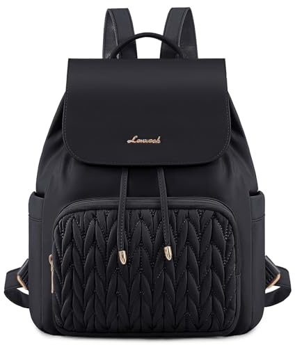 LOVEVOOK Rucksack Damen Klein, Elegant Cityrucksack Kleiner Tagesrucksack | Wasserdicht Damenrucksack Rucksacktasche Mini Casual Backpack Women Modern für Freizeit Reisen Schule Arbeit, Schwarz