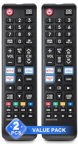 (2 Stück) Universal Ersatz-Fernbedienung für Samsung TVs– Kompatibel mit Samsung LED, QLED, Curved, HDTV, 3D, 4K& Smart TVs