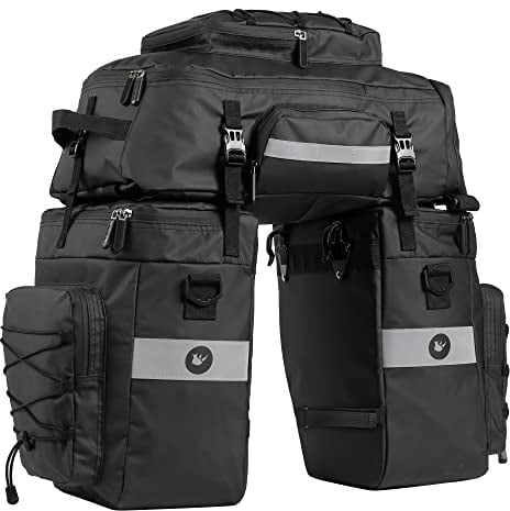 BAIGIO Fahrradtasche 3-in-1 Multifunction wasserdichte Gepäckträgertasche 75L Radfahren Gepäckträger Tasche hinten Fahrrad Rucksack Reisetasche mit Regenschutz, Herren