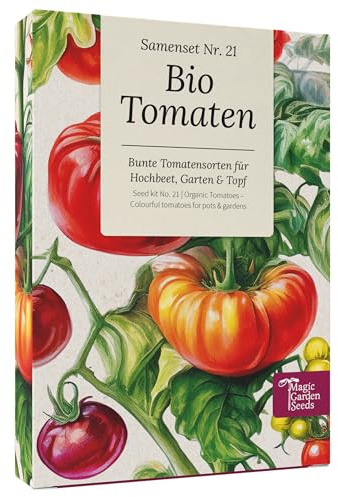 Magic Garden Seeds Bio Tomaten Samenset mit 6 historischen Sorten | Bunte, aromatische und samenfeste Tomaten • Für Hochbeet, Topf und Garten • Pflegeleicht und bewährt