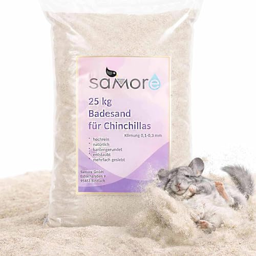 SaMore GmbH 25 KG SaMore Chinchillasand Badesand Hamster Degus Rennmäuse hochrein samtweich