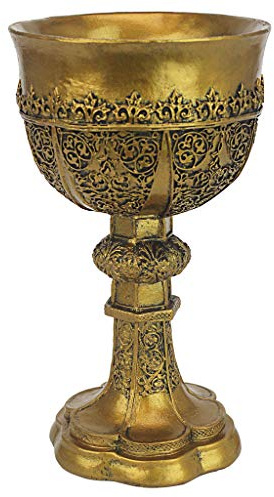 Design Toscano Der goldene Artuskelch gotische Skulptur, Maße: 12,5 x 12,5 x 23 cm