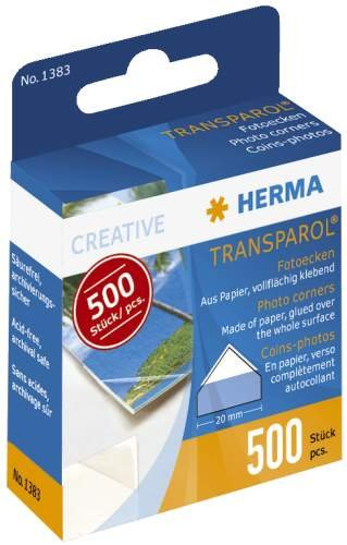 1x10 Herma Fotoecken 500 St. 1383x10 | Großpackung: 10 Packungen à 500 Fotoecken, transparent, im praktischen Kartonspender, lösemittel- & säurefrei, 1383-10